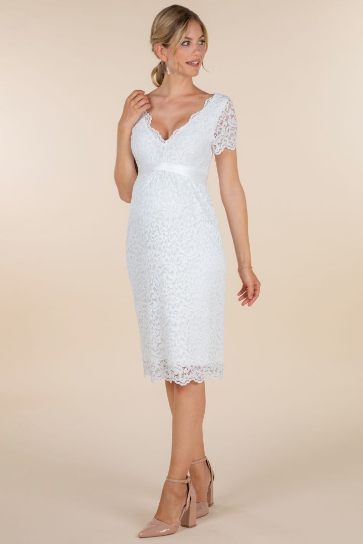 V-Neck Umstandsbrautkleid mit Rückenausschnitt