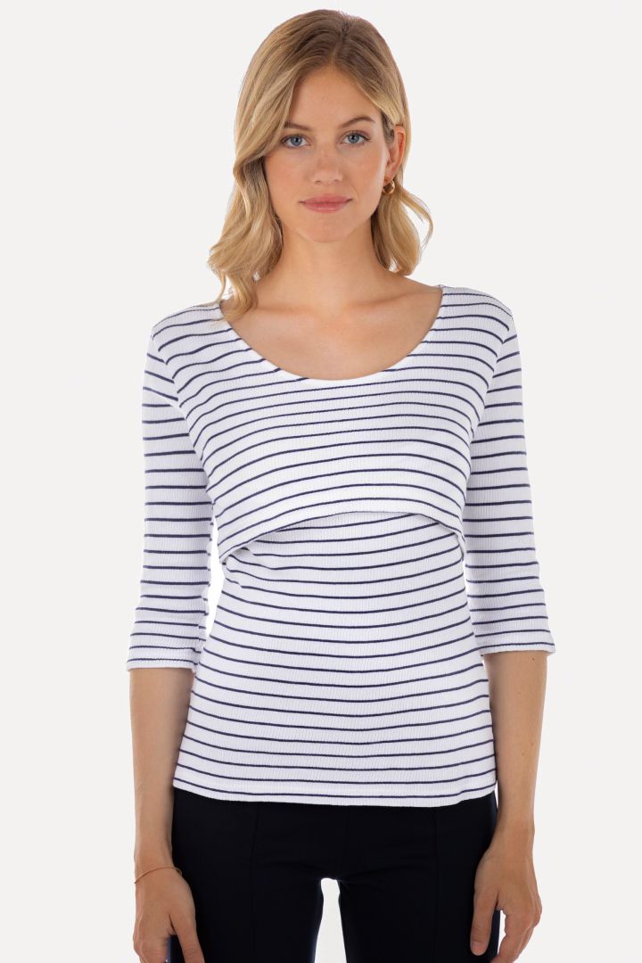 Ribbed Umstands- und Stillshirt gestreift
