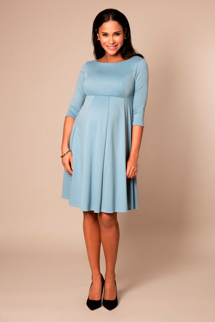 Umstandskleid mit U-Boot Ausschnitt hellblau