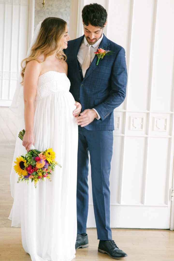 Bandeau Umstandsbrautrobe weiß