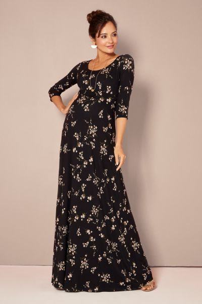 Night Blossom Print Maxi Maternity Dress