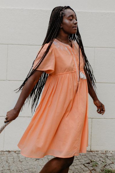 Umstands- und Still-Tunikakleid mit Quasten apricot