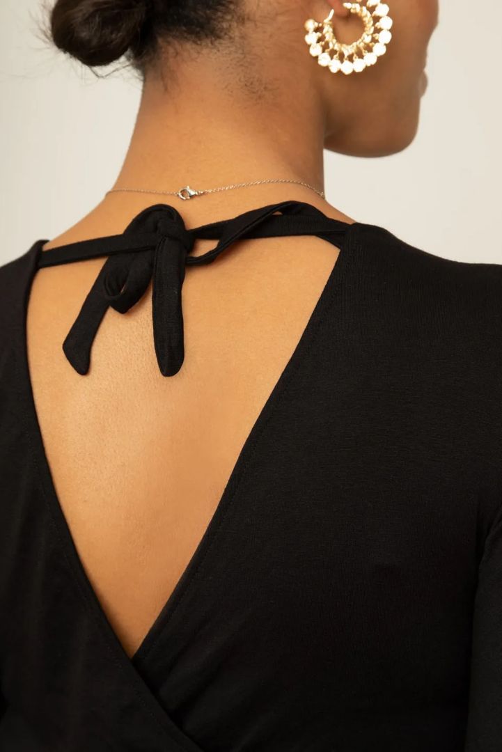 Maternity and Nursing Dress in Wrap Look black