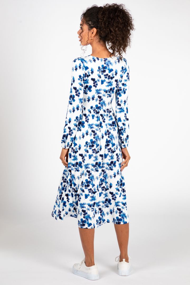 Midi Umstands- und Stillkleid mit Ginkgo Print