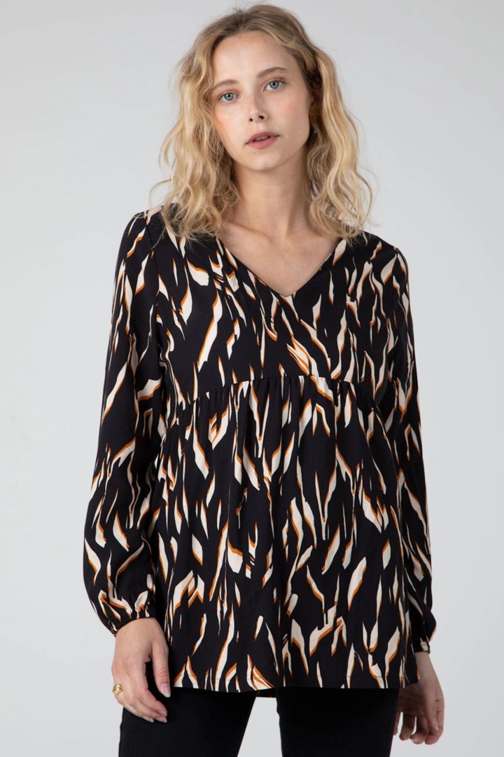 Maternity Blouse with V-neck and Print