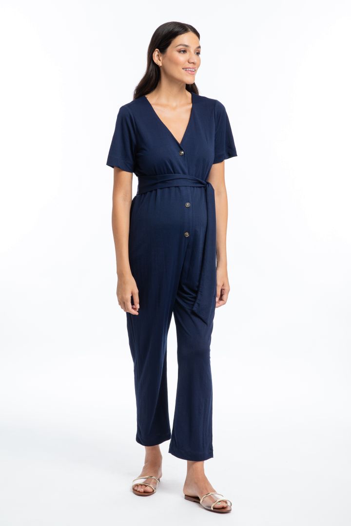 Umstands- und Still-Jumpsuit mit Knopfleiste navy