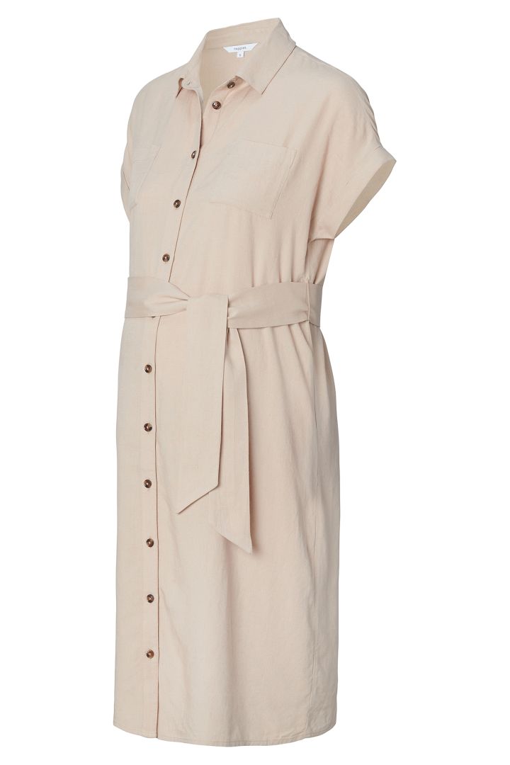 Umstands- und Still-Hemdblusenkleid sand