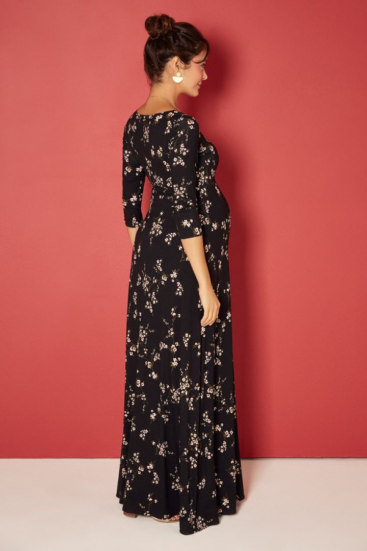 Night Blossom Print Maxi Maternity Dress