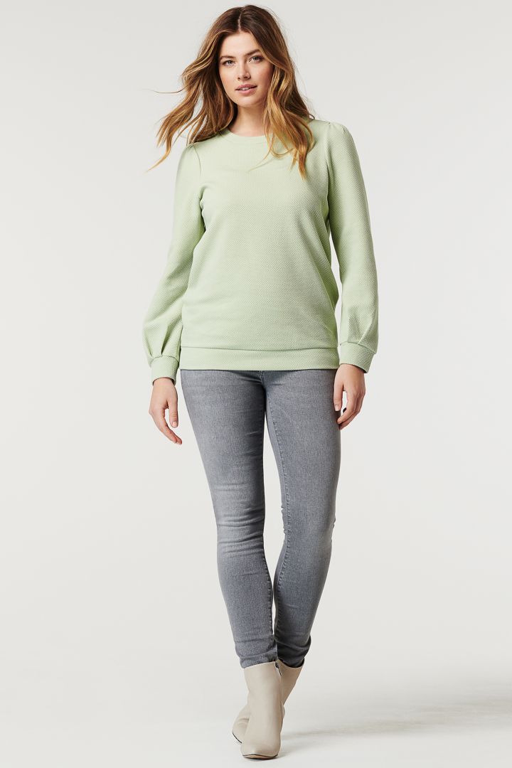 Maternity and Nursing Sweater with Puffy Sleeves