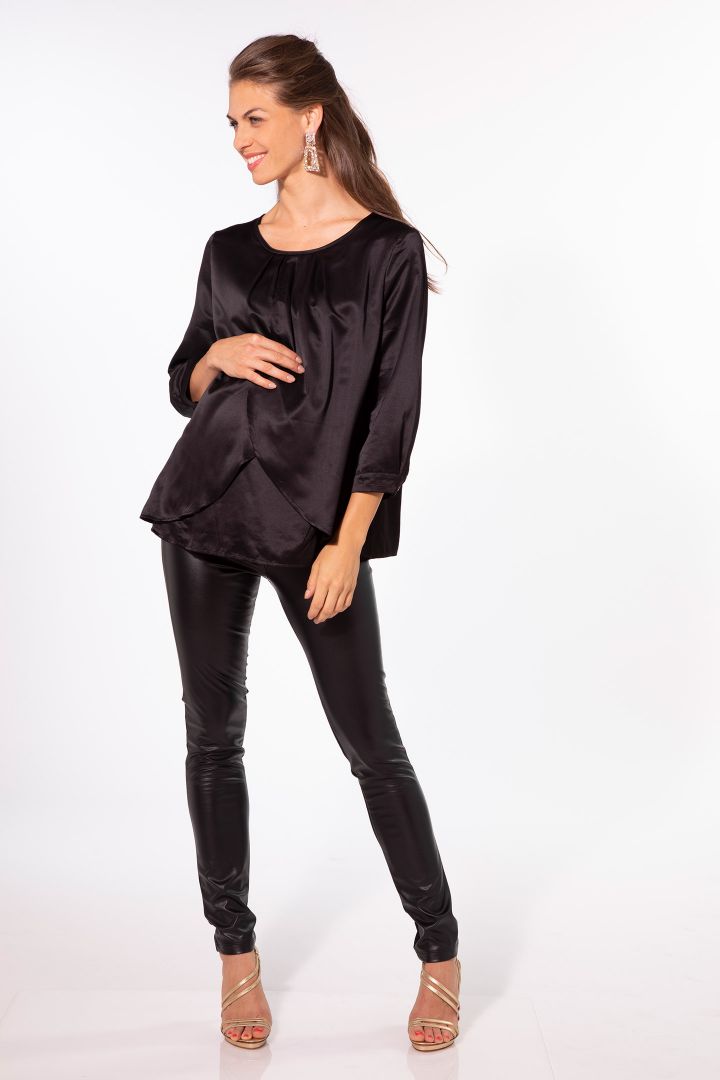 Layered maternity and nursing blouse