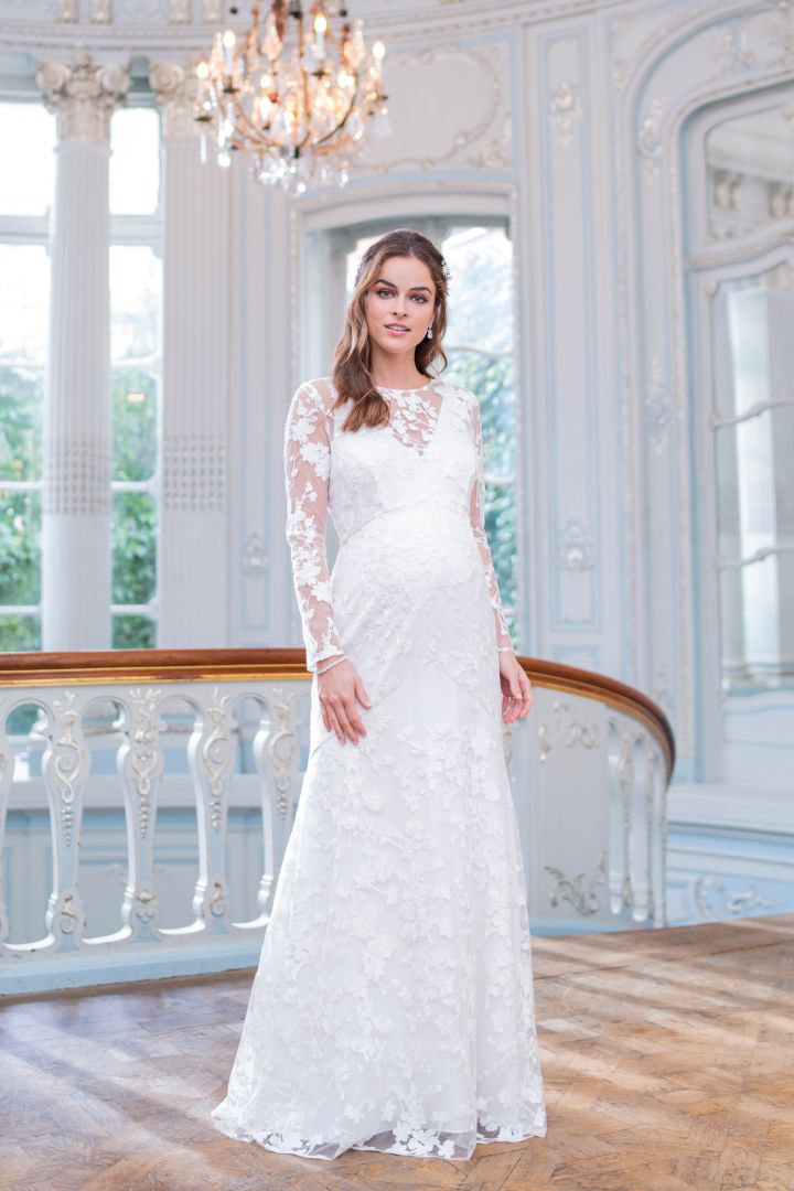 Long Lace Maternity Wedding Dress