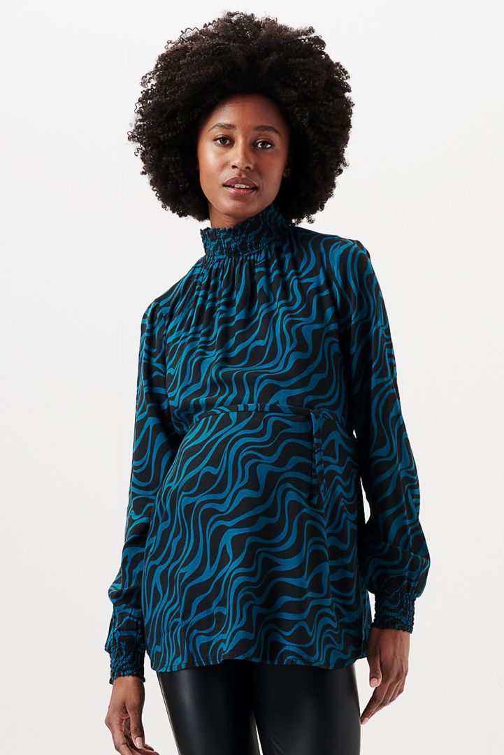 High Neck Maternity Blouse with Print