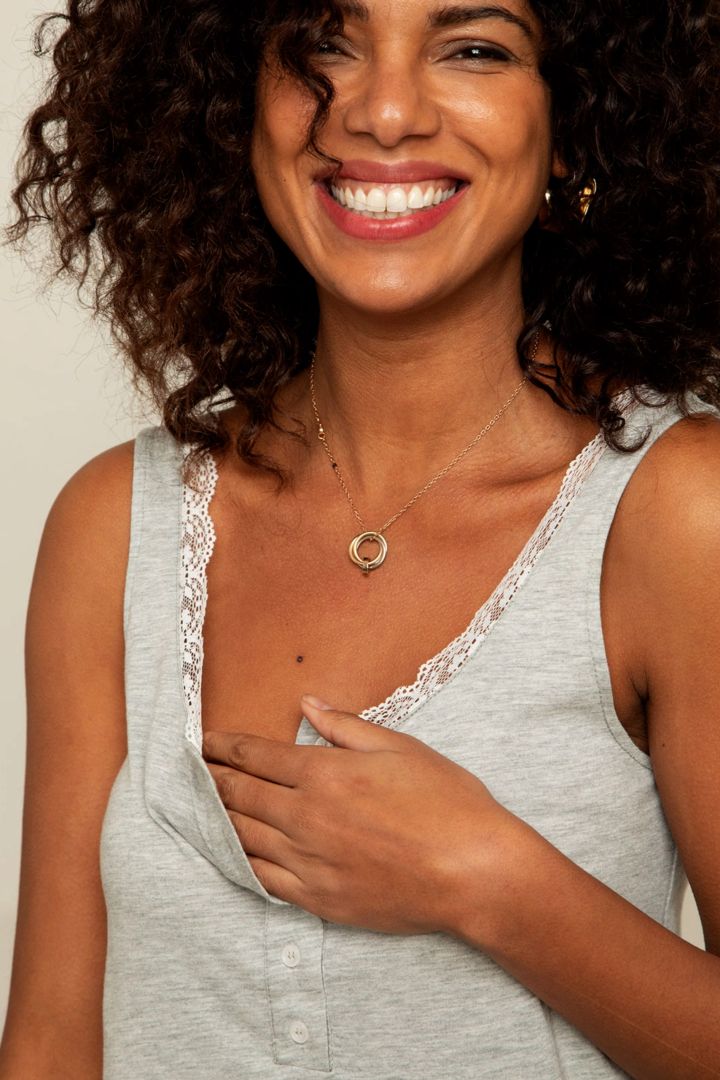 Umstands- und Stillpyjama mit Spitze grau