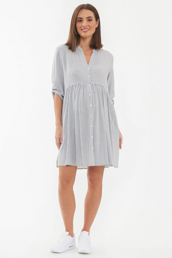 Maternity and Nursing Tunic Dress with Stripes