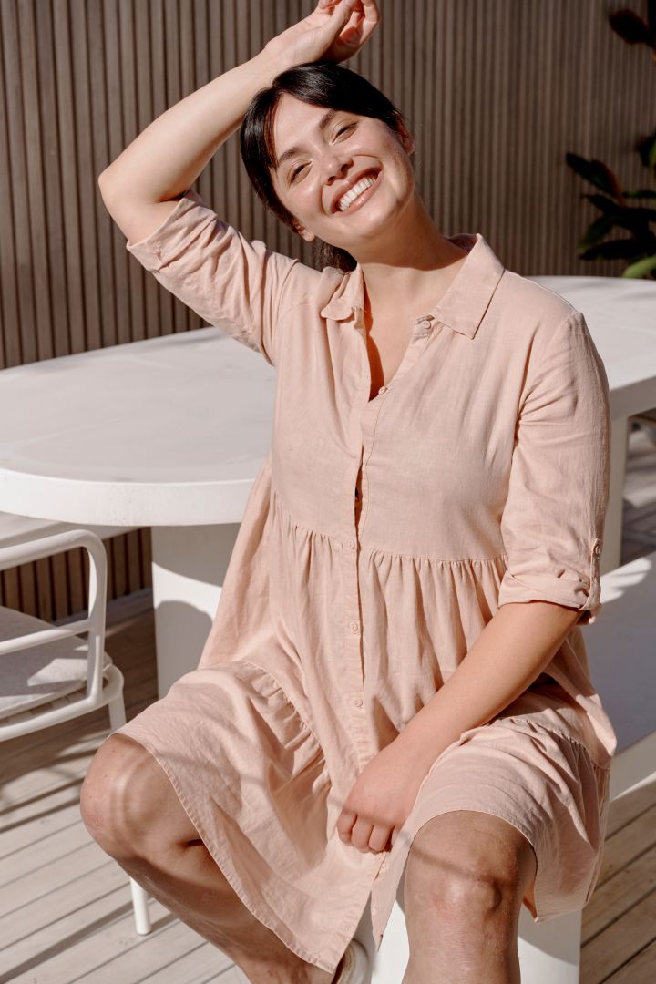 Umstands- und Still-Tunikakleid mit Knopfleiste peach