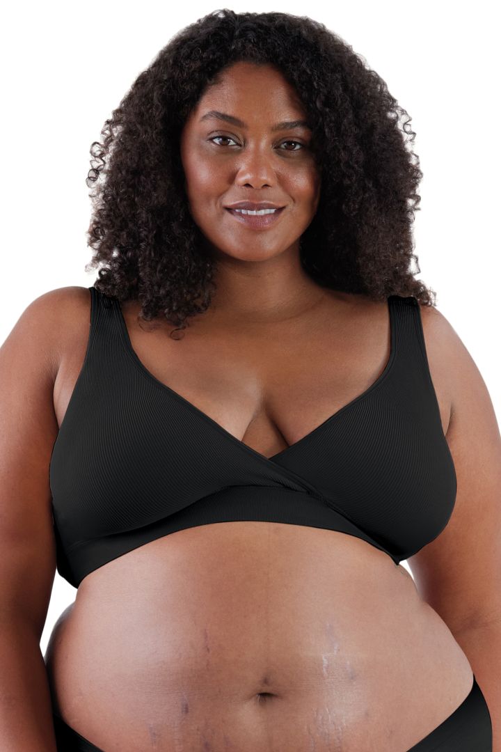 Eco Schlaf Still BH mit Rippstruktur schwarz