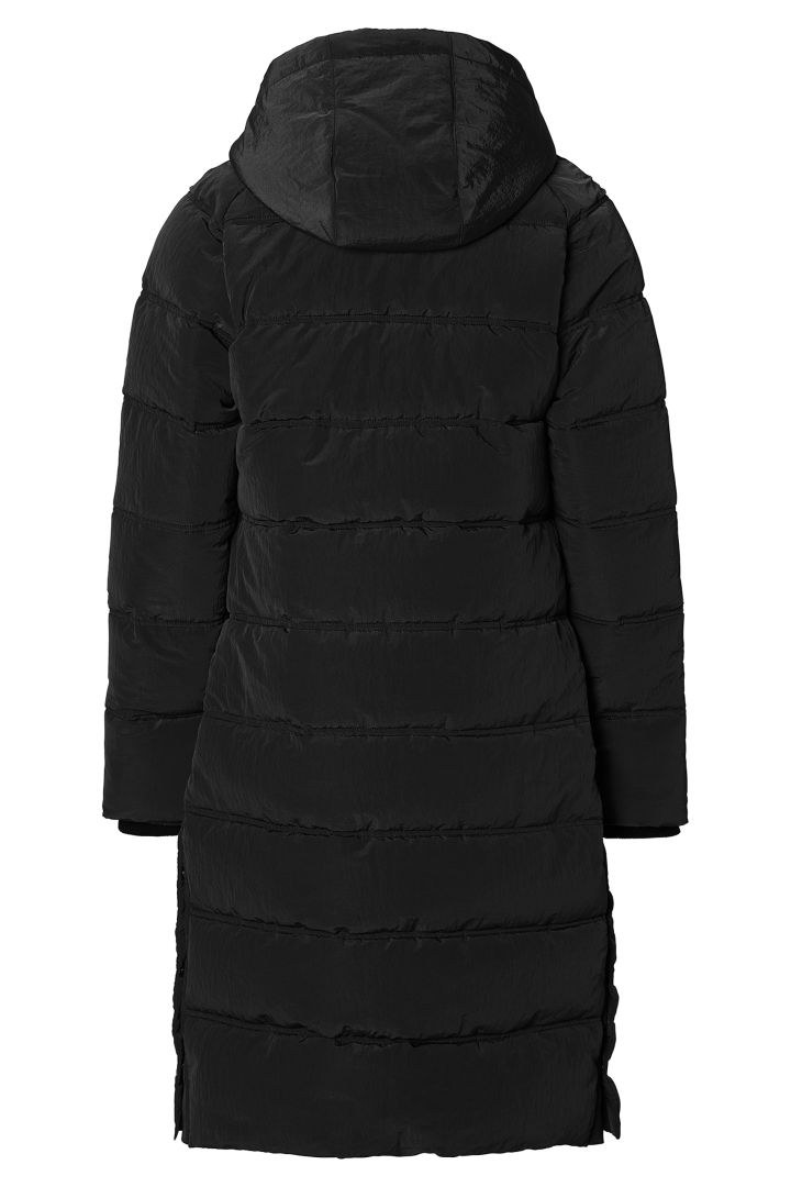 Wattierter Mantel mit Schwangerschaftseinsatz schwarz