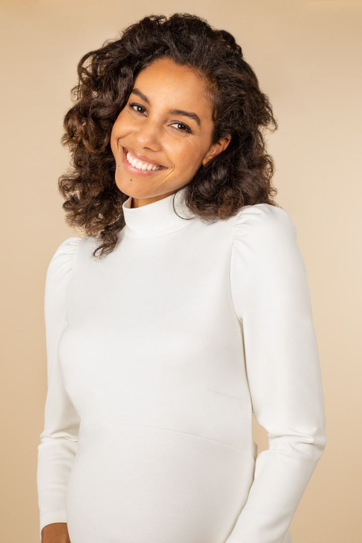 Ecovero Umstandsbrautkleid mit Stehkragen