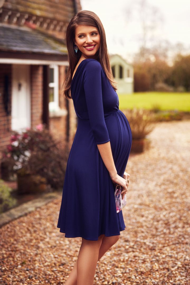 Festive Maternity Dress navy