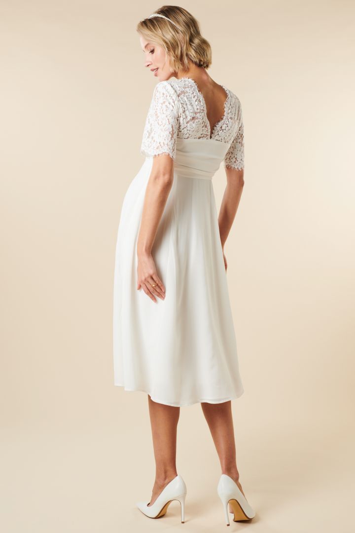 Midi Umstandsbrautkleid mit Sweetheart Ausschnitt