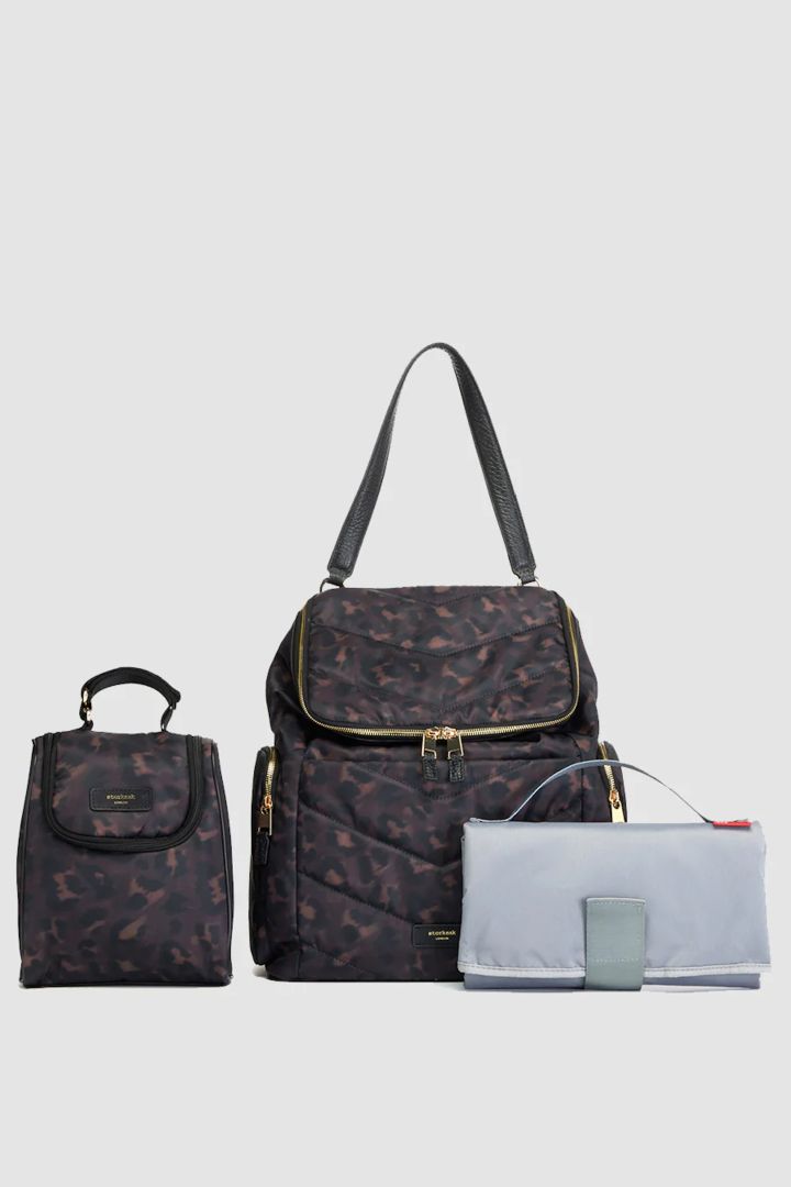 Storksak 2 in 1 Diaper Backpack and Shoulder Bag with Leopard print
