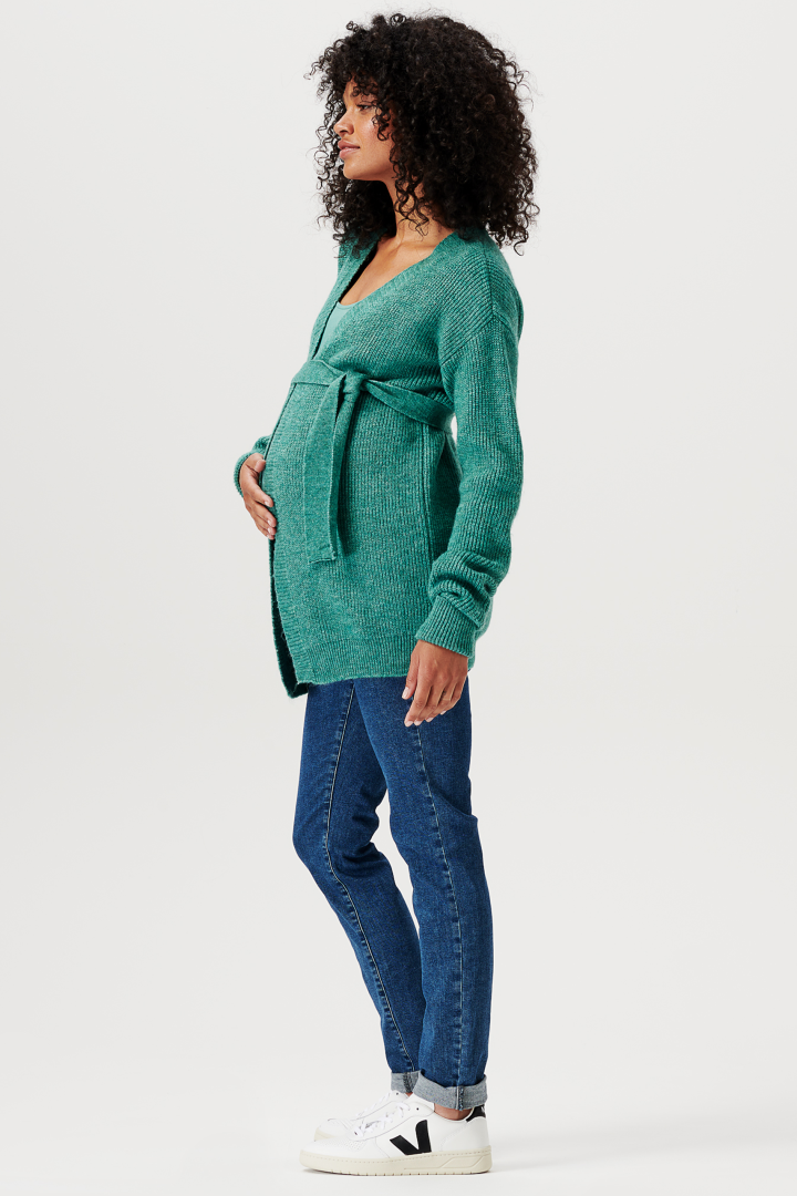 Eco Umstands Cardigan mit Bindegürtel grün