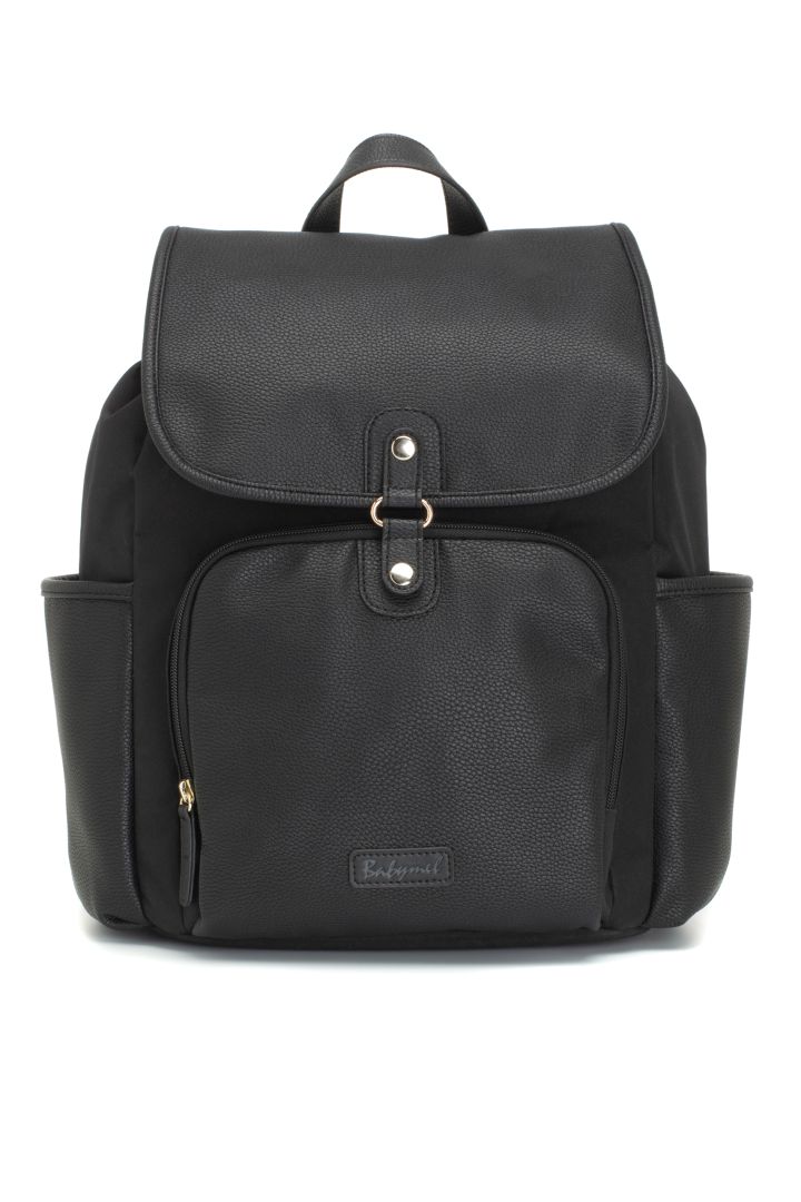 Wickelrucksack aus veganem Kunstleder schwarz