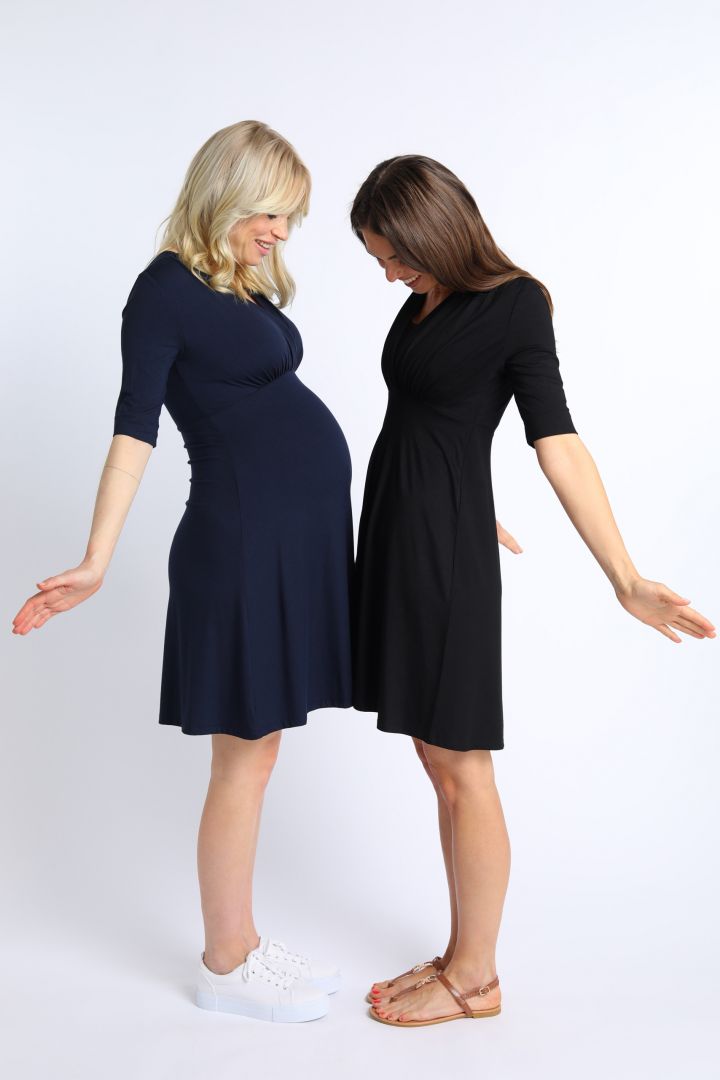 Ecovero Umstands- und Stillkleid mit Post Partum Shaping Top schwarz